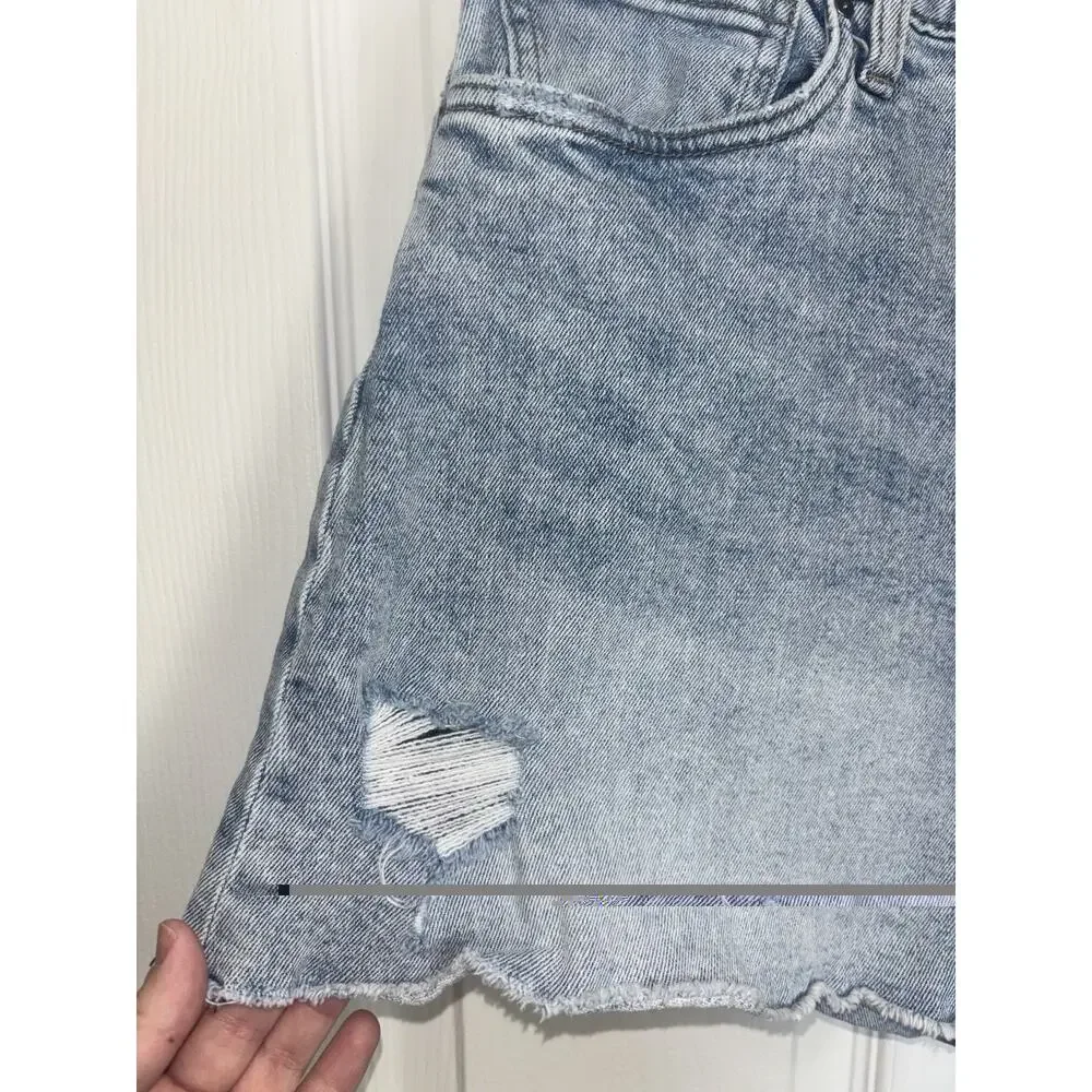 Kut from the Kloth Jane High Rise Long Short 12 Light Wash Distressing Beach